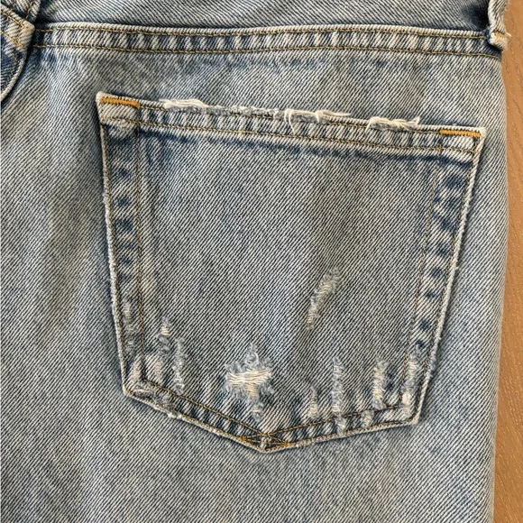 Agolde Light Blue Frayed Cut Off Jean Shorts - Picture 4 of 8